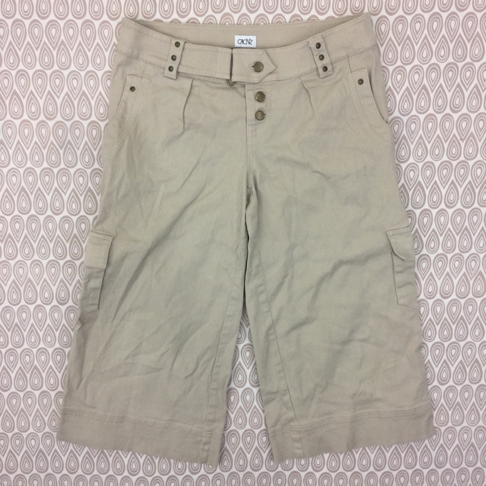Cache Women's Tan Khaki Cropped Capris Size 6 D50